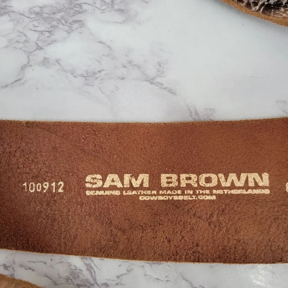 Classic Wide Brown Leather Belt with Antiqued Buckle